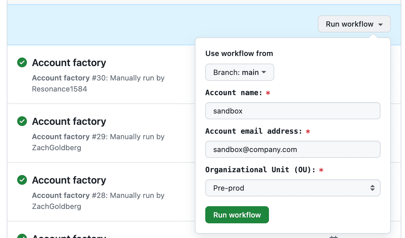 Account request form